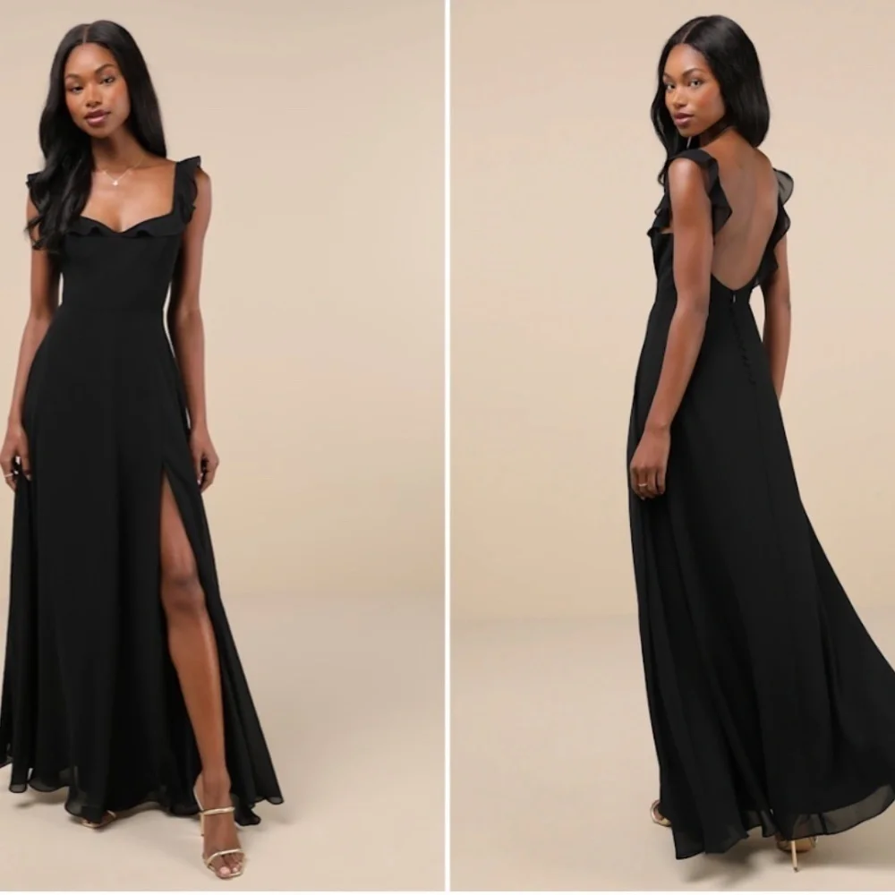 LULUS Prom Elegant Wedding Bridesmaid Romantic Flowy Chiffon Maxi Dress
